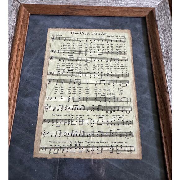 How Great Thou Art Hymn Framed Barnwood 11.5x13.5 Religious Christian Church - Picture 3 of 8